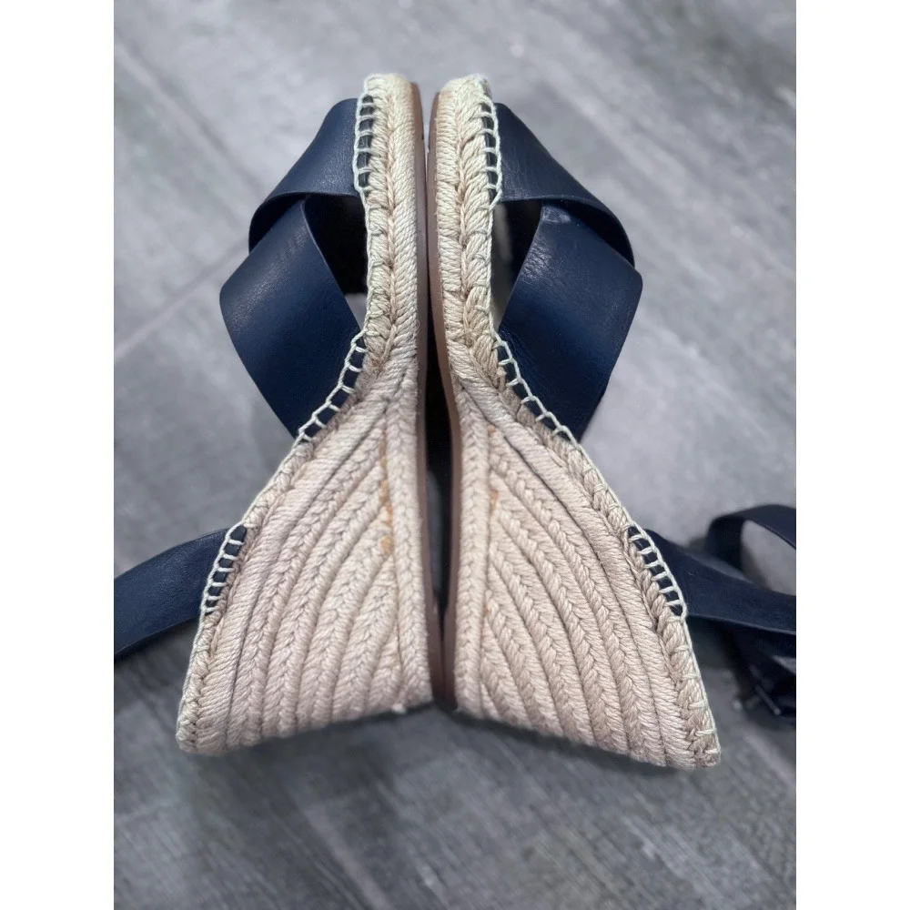 Tory Burch Bima‎ Wedge Espadrille Sandal Black Size 10